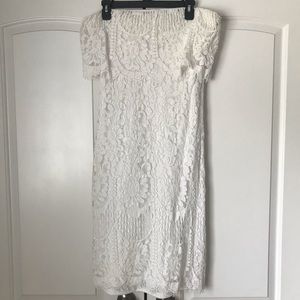 Lulus white strapless lace dress